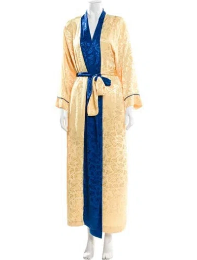 Pre-owned Dior Colorblock Pattern Robe In Yellow