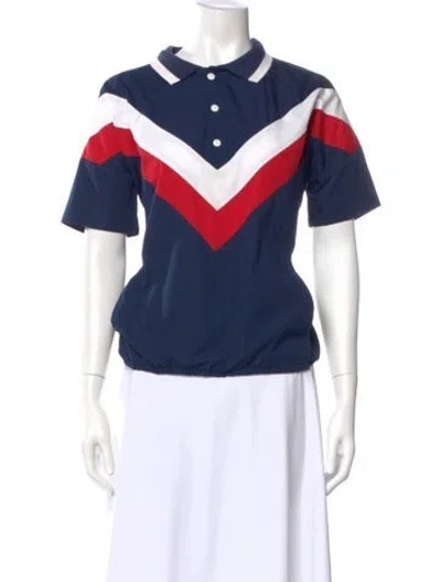 Pre-owned Dior Colorblock Pattern Short Sleeve Polo In Blue