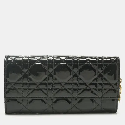 Pre-owned Dior Continental Wallet In Black