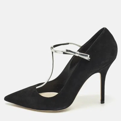 Pre-owned Dior Coquette Size 39.5 Black Leather And Suede Mary Jane Pumps