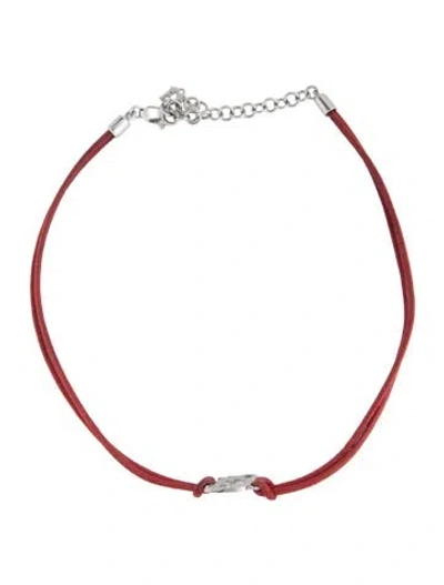 Pre-owned Dior Cord & Enamel Choker Necklace, 14.25" In Red