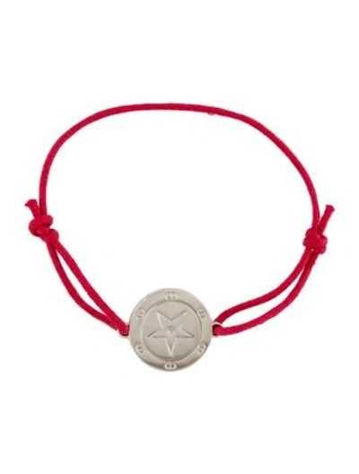 Pre-owned Dior Cord Charm Bracelet, 8.5" In Red