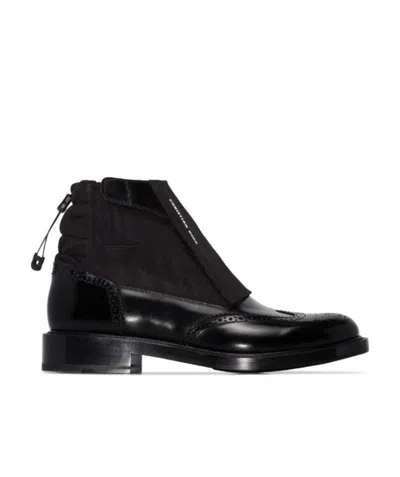 Dior Cordov Nylon Spliced Carved Ankle Boots In Black