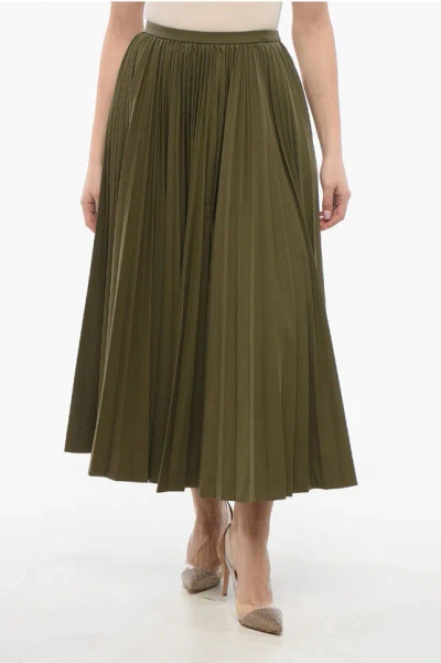 Dior Cotton Accordion Midi Skirt In Green