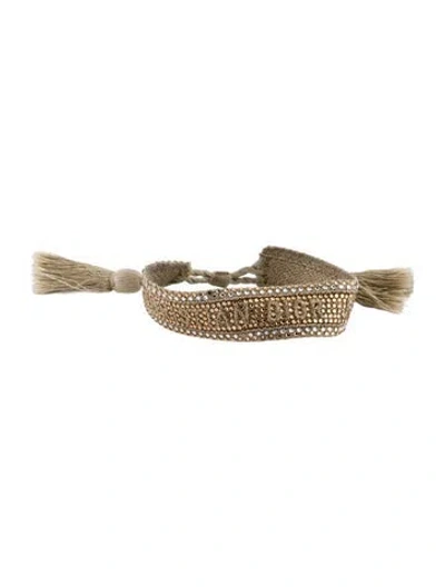 Pre-owned Dior Cotton & Crystal Friendship Bracelet, 8.5" In Multicolor