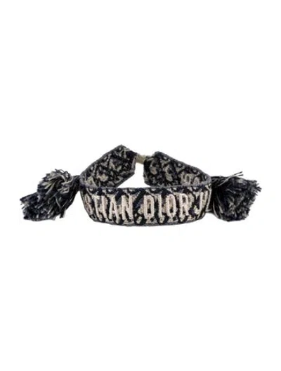 Pre-owned Dior Cotton & Fabric J'a Friendship Bracelet, 8.5" In Blue/white