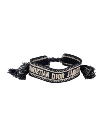 Pre-owned Dior Cotton & Fabric J'a Friendship Bracelet, 8.75" In Blue/white