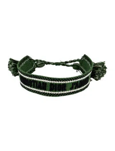 Pre-owned Dior Cotton & Thread Bangle Bracelet, 8.25" In Multicolor
