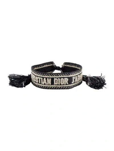 Pre-owned Dior Cotton & Thread Christian  J'a Friendship Bracelet In Blue/white