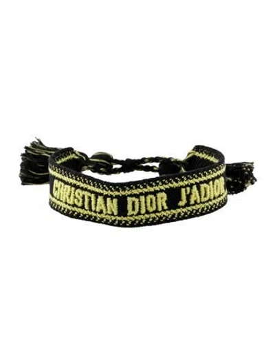 Pre-owned Dior Cotton & Thread J'a Friendship Bracelet In Black/green