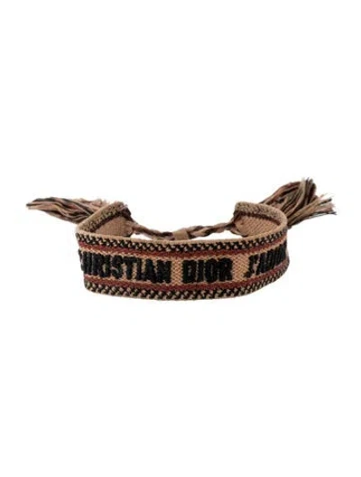 Pre-owned Dior Cotton & Thread J'a Friendship Bracelet In Black/orange