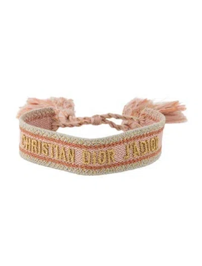 Pre-owned Dior Cotton & Thread J'a Friendship Bracelet In Gold/green/orange