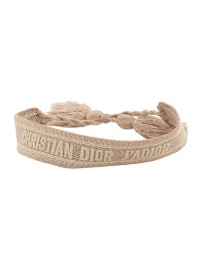 Pre-owned Dior Cotton & Thread J'a Friendship Bracelet In Pink/white