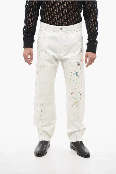 Dior Cotton Cargo Pants With Paint Print In White