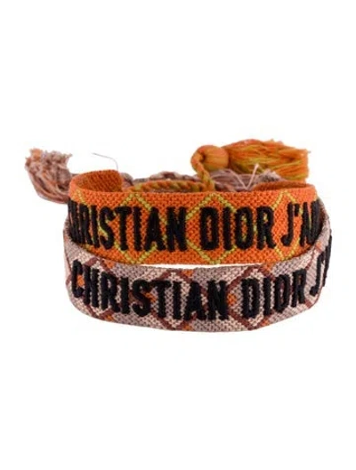 Pre-owned Dior Cotton Friendship Bracelets Set, 8.5" In Multi
