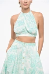 Dior Cotton Halter Neck Crop Top With Azulejo Motif Grösse 40 In Green