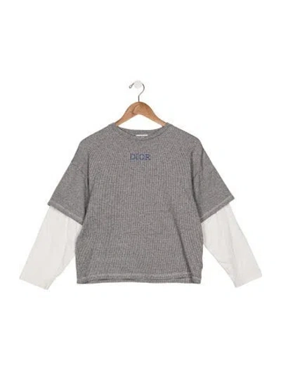 Pre-owned Dior Kids' Cotton Long Sleeve T-shirt In Grey