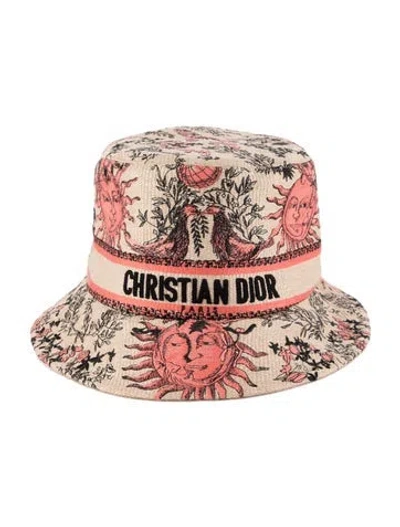 Pre-owned Dior Cotton Patterned Bucket Hat In Pink