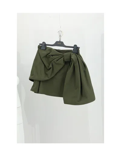Dior Cotton Tailored Mini Skirt In Green