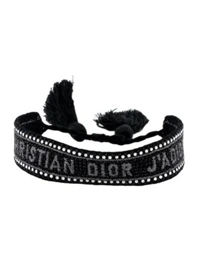 Pre-owned Dior Cotton Thread Crystal J'a Friendship Bangle Bracelet, 9" In Multi