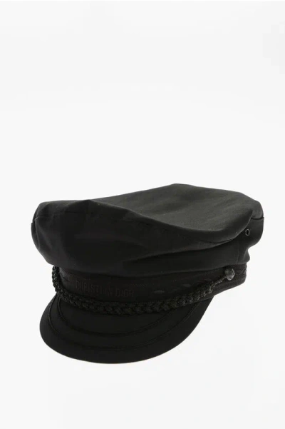 Dior Cotton Twill Newboy Hat With Ton-on-ton Logo In Black