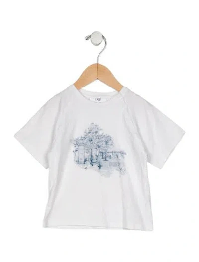 Pre-owned Dior Babies' Cotton White And Blue Graphic Short Sleeve Shirt With Side Button Closure In Multi