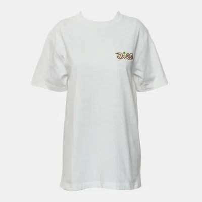 Pre-owned Dior Cotton White Embroidered T-shirt Xs