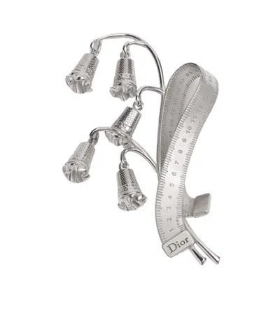 Dior Couture Charms Lily Of The Valley Brooch In Silver