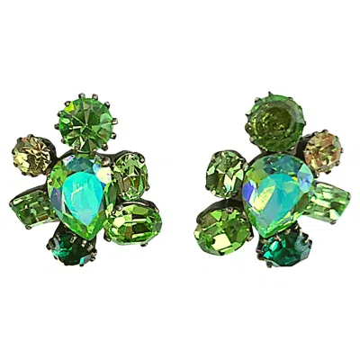 Pre-owned Dior Couture Signeddesigner First Ab Crystals Westerngermany Earrings, S/s1956 In Multi