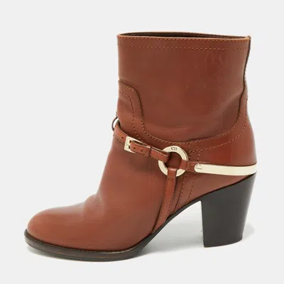 Pre-owned Dior Cowboy Size 36.5 Brown Leather Ankle Length Boots