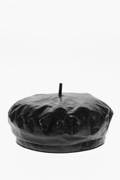 Dior Craquele Patent Leather French Beret