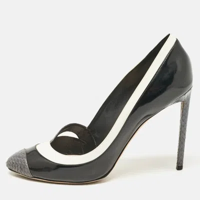 Pre-owned Dior Cream Leather And Python Leather Pointed Toe Pumps Size 42