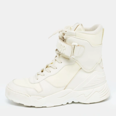 Pre-owned Dior Cream Leather Jumper High Top Sneakers Size 36