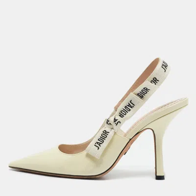 Pre-owned Dior Cream Patent Leather J'a Pointed Toe Slingback Pumps Size 38