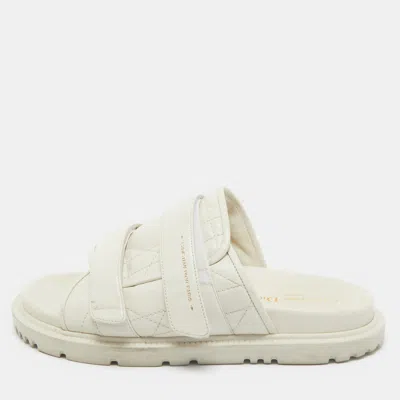 Pre-owned Dior Cream Quilted Leather Mules Size 40
