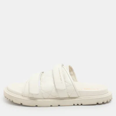 Pre-owned Dior Cream Quilted Leather Mules Size 41