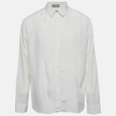 Pre-owned Dior Cream Silk Blend Long Sleeve Shirt L In White