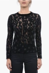 DIOR CREW NECK ANIMAL PATTERNED CASHMERE BLEND SWEATER