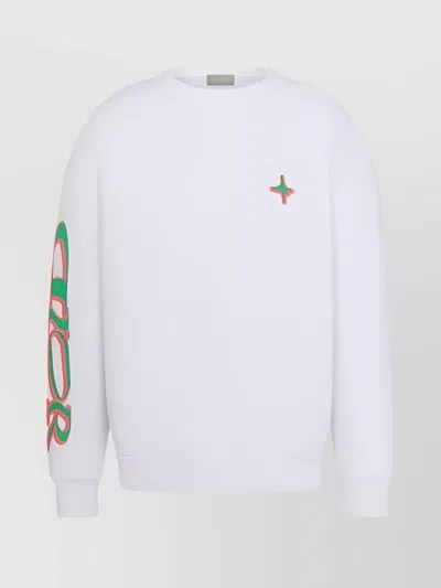 DIOR CREW NECK GRAPHIC PRINT LONG SLEEVES SWEATER