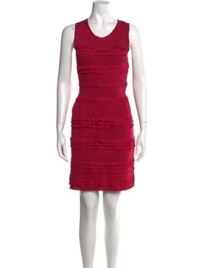 Pre-owned Dior Crew Neck Knee-length Dress In Red