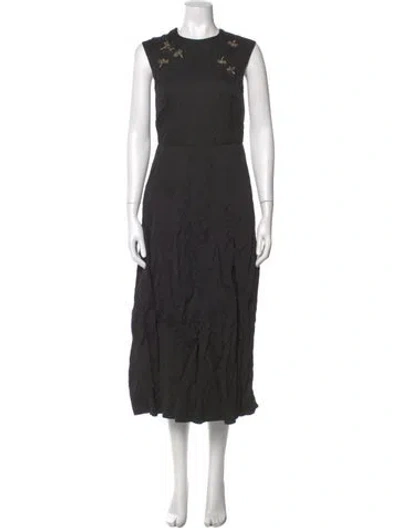 Pre-owned Dior Crew Neck Long Dress In Black