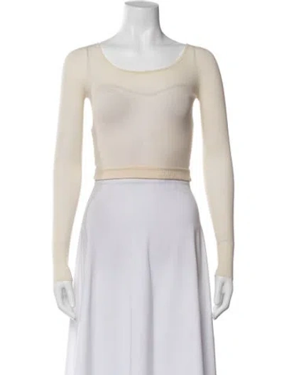 Pre-owned Dior Crew Neck Long Sleeve Top In White