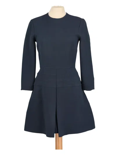 Pre-owned Dior Crew-neck Midi Dress In Blue
