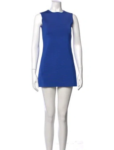 Pre-owned Dior Crew Neck Mini Dress In Blue