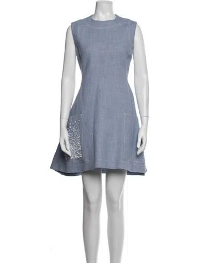 Pre-owned Dior Crew Neck Mini Dress In Blue