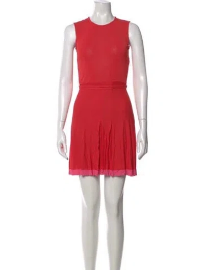 Pre-owned Dior Crew Neck Mini Dress In Red