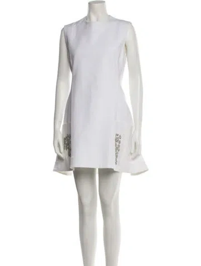Pre-owned Dior Crew Neck Mini Dress In White