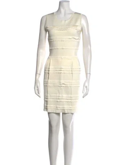 Pre-owned Dior Crew Neck Mini Dress In White