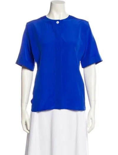 Pre-owned Dior Crew Neck Short Sleeve Blouse In Blue