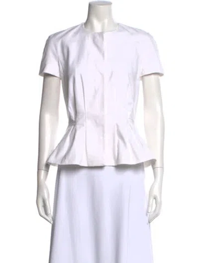 Pre-owned Dior Crew Neck Short Sleeve Blouse In White